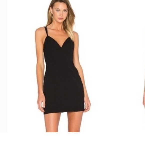NBD Victory Black Vneck Strappy Mini Dress - Picture 3 of 8